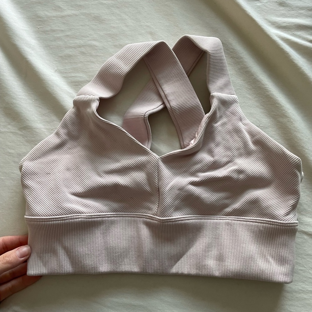 ALO Yoga Blush Ribbed Sports Bra